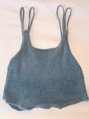 Mustard Seed Ribbed Double-Strap Camisole - Dusty Blue